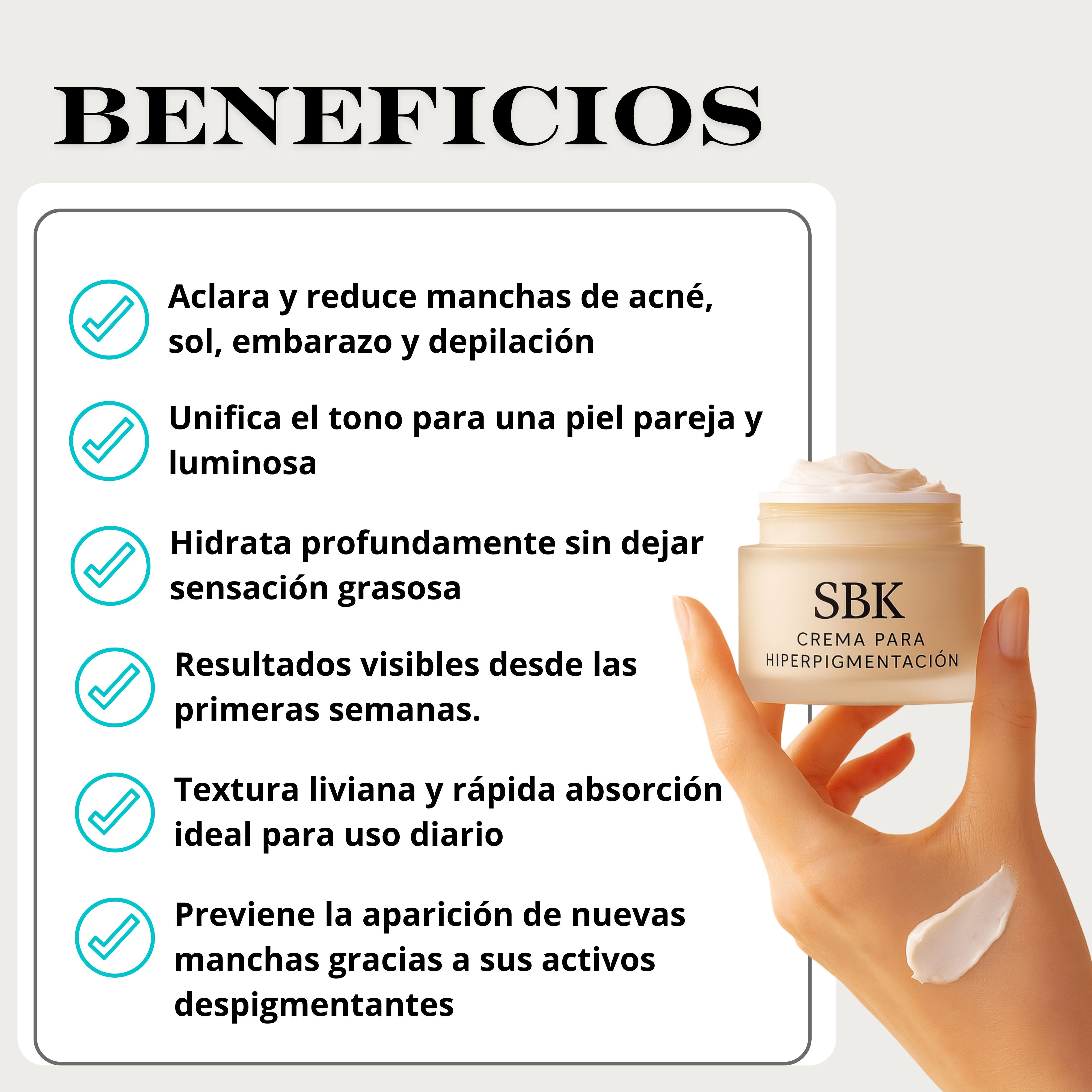 SBK Crema Despigmentante 🌸 elimina manchas y unifica el tono